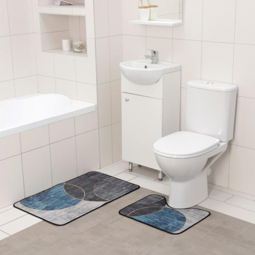 Набор ковриков для ванной и туалета Доляна «Мэни», 2 шт: 50×80 см, 50×40 см