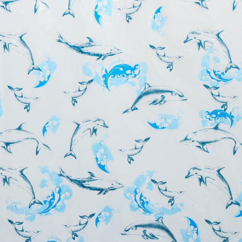 Штора для ванной «Дельфины», 180×180 см, полиэтилен, цвет белый
