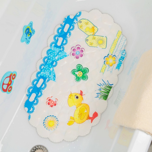 SPA-коврик для ванны на присосках Доляна «Утёнок», 38×68 см