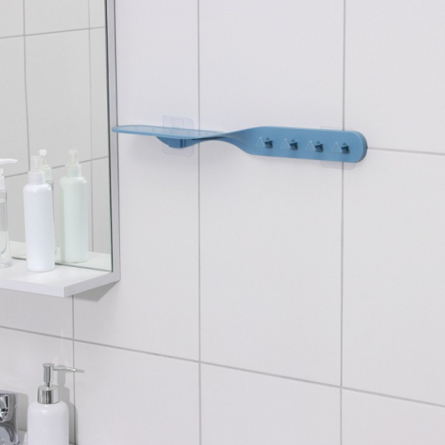 Держатель для ванных принадлежностей на липучке «Решение», 41×7×4,5 см, цвет МИКС