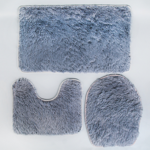 Набор ковриков для ванной и туалета Доляна «Пушистик», 3 шт: 32×40, 40×50, 50×80 см, цвет серый