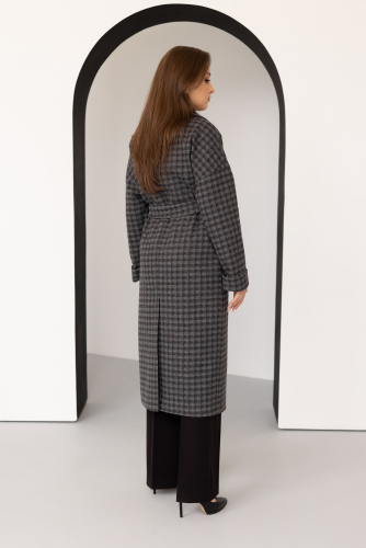 Пальто женское демисезонное 24558 (черно-серый)