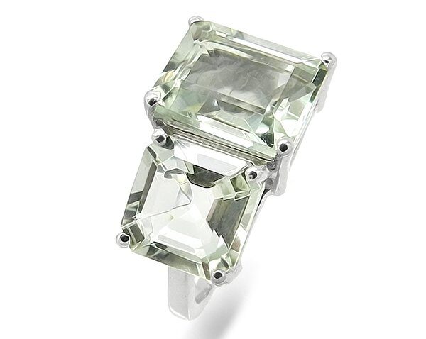 Кольцо из серебра зеленый аметист, Саквер