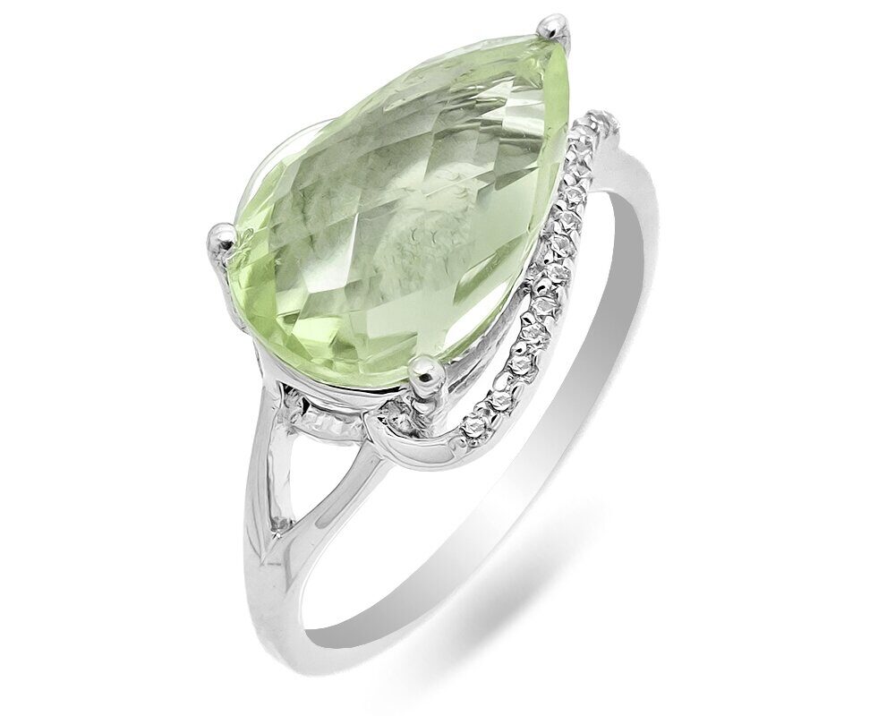 Кольцо из серебра зеленый аметист, Грацио