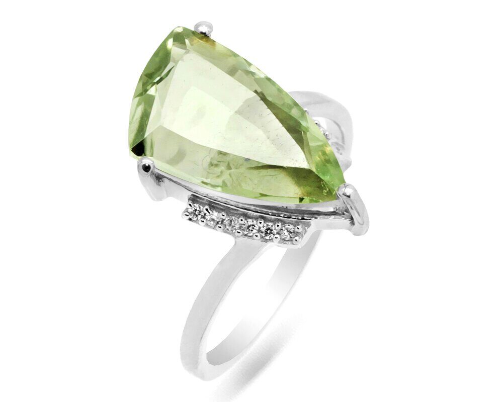 Кольцо из серебра зеленый аметист, Леомакс