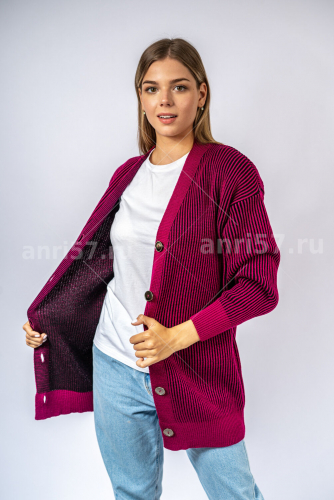 Кардиган ягодный+чёрный