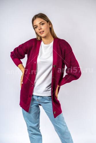 Кардиган ягодный+чёрный