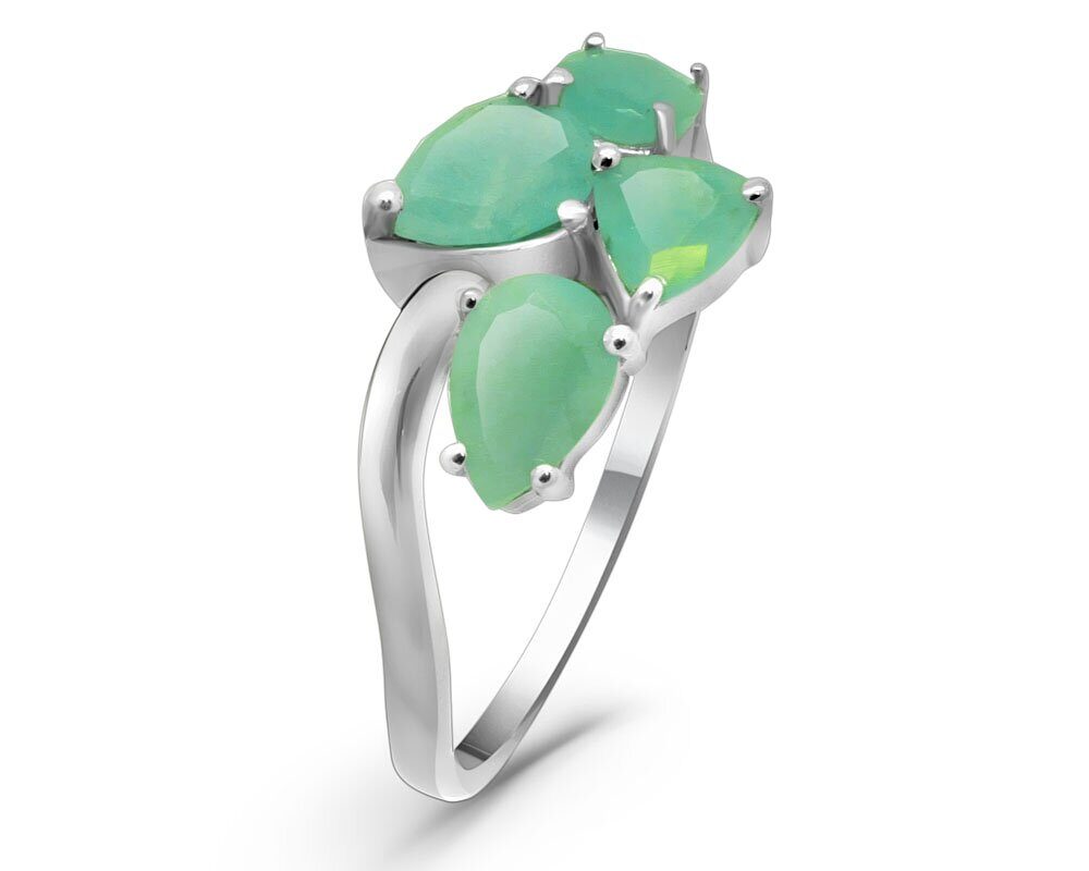 Кольцо из серебра изумруд берилл, Рапан