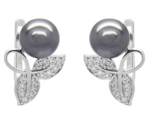 Серьги из серебра жемчуг, С1331ч
