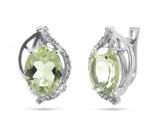 Серьги из серебра зеленый аметист, Маргарита