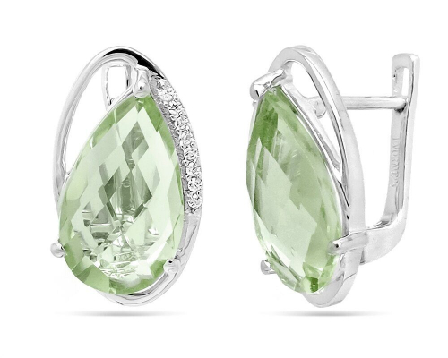 Серьги из серебра зеленый аметист, Грацио