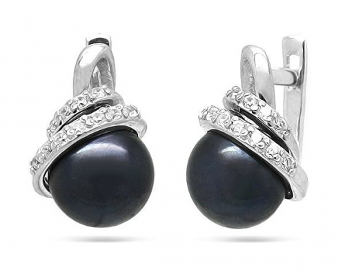 Серьги из серебра жемчуг, С1325ч