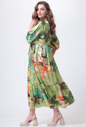 Платье Anastasia Mak 1029 оливка мультиколор