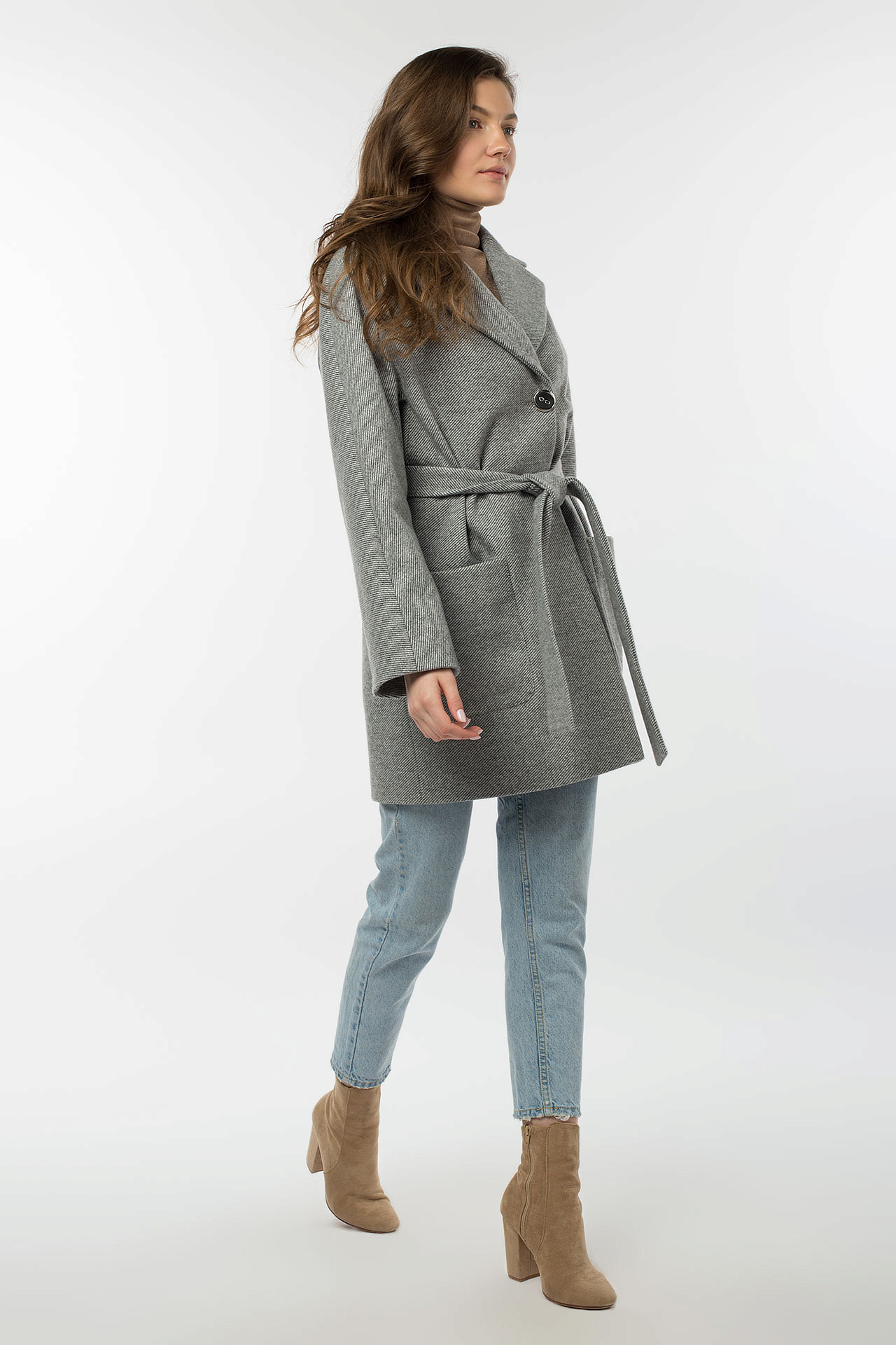 01-10544 Пальто женское демисезонное (пояс)