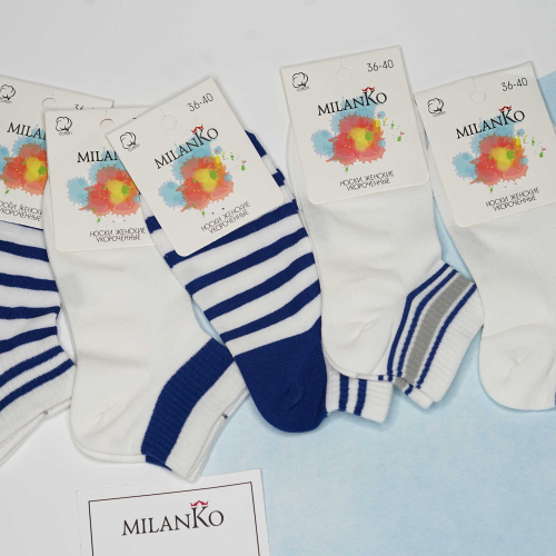Женские  носки спортивные укороченные (полоска) MilanKo S-716