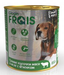 FRAIS Holistic Dog консервы для собак сочные кусочки мяса в желе с ягненком, 850 г