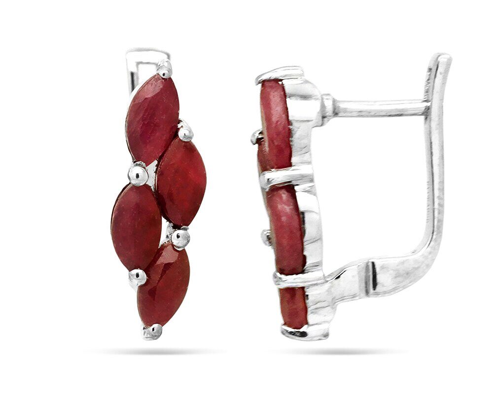 Серьги из серебра рубин корунд, Стелла