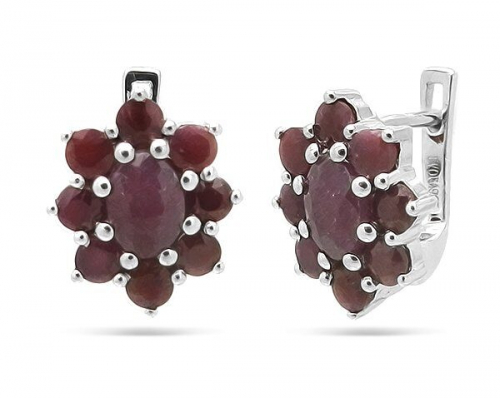Серьги из серебра рубин корунд, Радмила