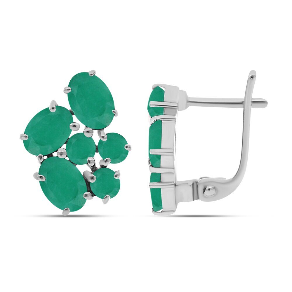 Серьги из серебра изумруд берилл, Индира