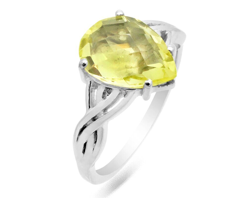 Кольцо из серебра лимонный топаз, Капля