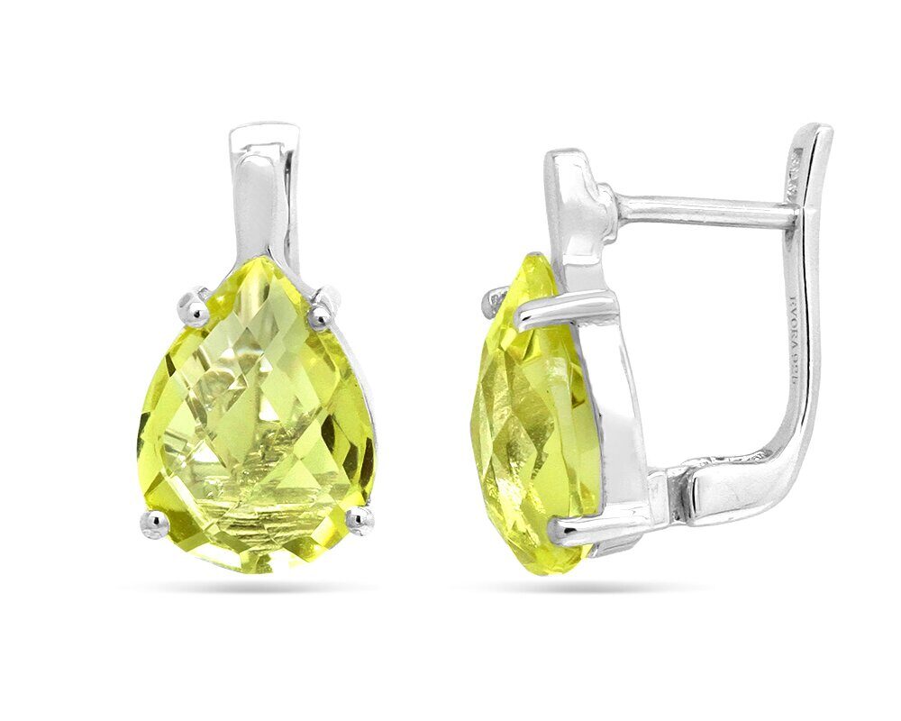Серьги из серебра лимонный топаз, Капля