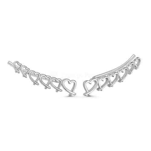 Серьги-каффы из серебра родированные 925 пробы с058р
