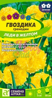 Цветы Гвоздика Леди в желтом  гренадин (0,1 г) Семена Алтая