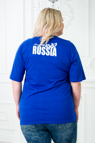 Футболка из кулирки Россия синий макси