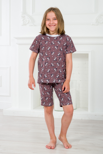 Пижама детская из футболки и бридж из кулирки Зайцы