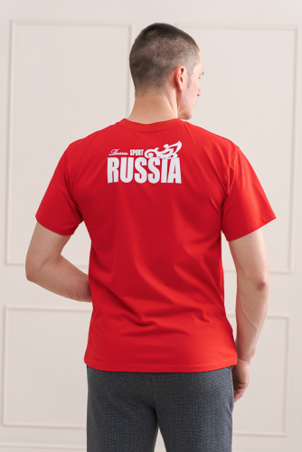 Футболка мужская из кулирки Россия красный макси