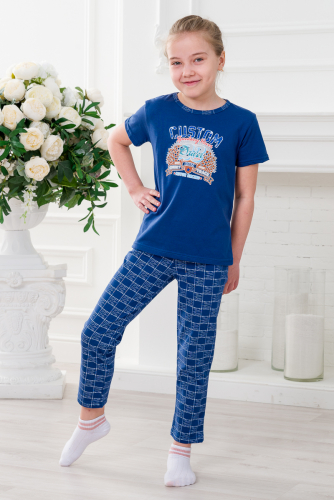 Пижама детская из кулирки Мото (футболка+брюки)