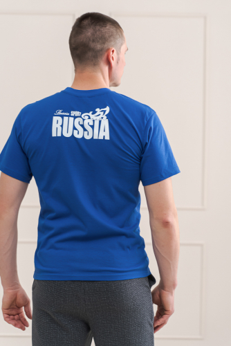 Футболка мужская из кулирки Россия синий