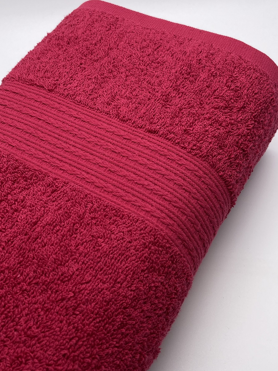 Полотенце махровое. Бордюр Косичка. Цвет Бордовый/Гранат