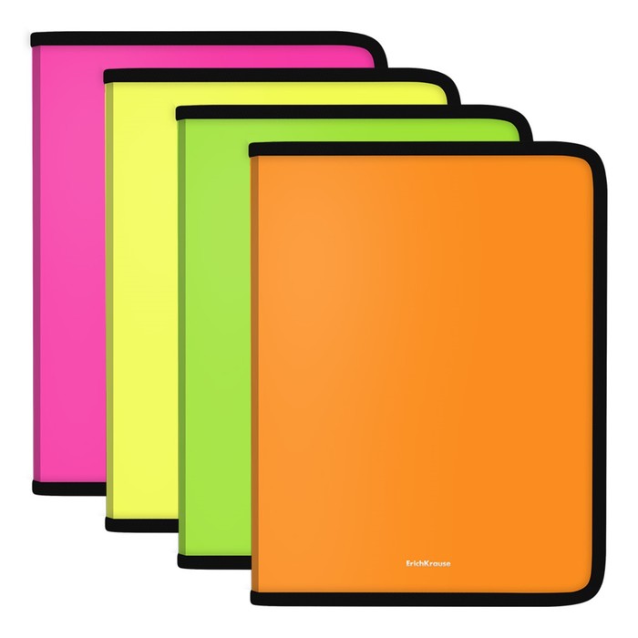 Папка для тетрадей А4+, ErichKrause Matt Neon, пластиковая, на молнии, микс