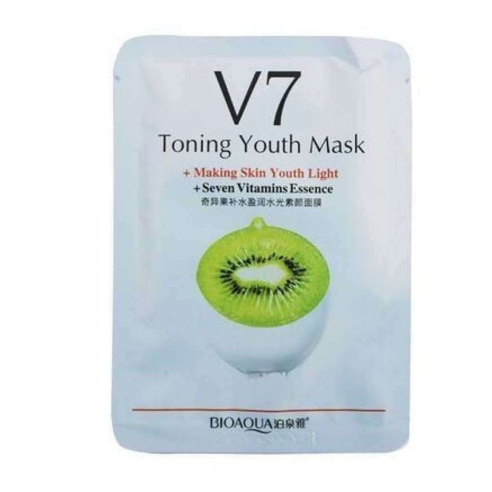 Косметика маски для лица. Увлажняющая маска BIOAQUA v7 Toning Youth Mask,апельсин. Тканевая маска BIOAQUA v7 с экстрактом киви. Тканевая витаминная маска для лица BIOAQUA V 7 С экстрактом киви.. Тканевая маска v7 киви.