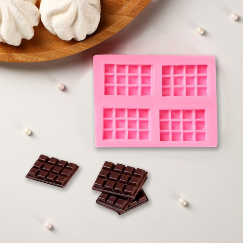 Молд Доляна «Шоколадки», силикон, 8,5×6,5×0,8 см, цвет розовый