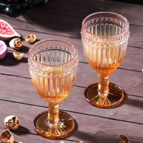 Набор бокалов стеклянных Magistro «Босфор», 250 мл, 2 шт, цвет градиент золото