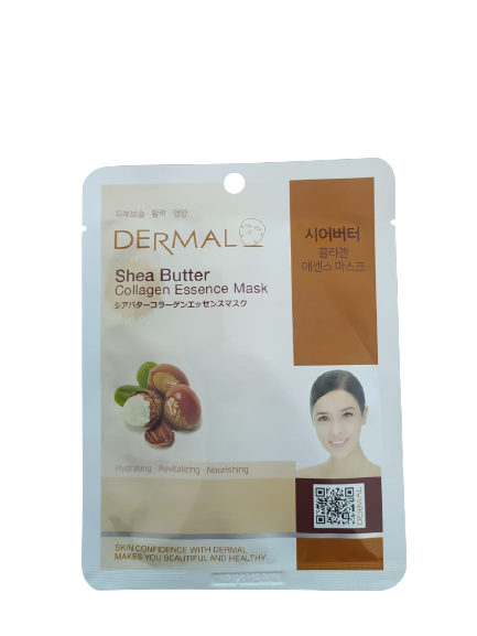 Маска д/лица Dermal 23г нежная роза с коллагеном тканевая. Real Shea Butter Essence Mask. Cos.w маски с маслом ши.