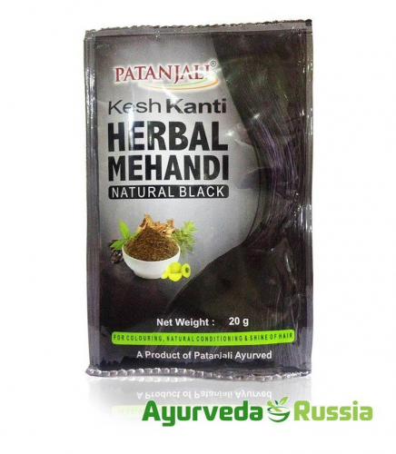 Kesh Kanti Herbal Mehandi Natural Black Patanjali (Черная краска для волос Кеш Канти Патанджали) 20гр