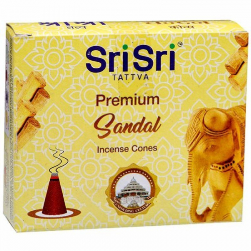 Premium Sandal Incense Cones Sri Sri Tattva (Благовония Конусы Премиум Сандал Шри Шри Таттва) 25гр