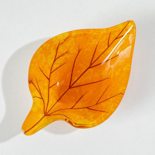 Соусник стеклянный Доляна «Лист», 80 мл, 13×8,1×3,4 см, цвет жёлтый
