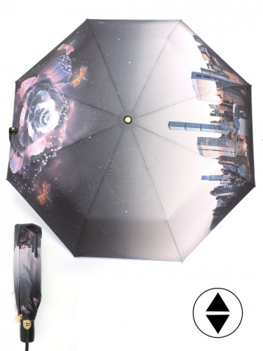 Зонт женский ТриСлона-L 3850 С, R=58см, суперавт; 8спиц, 3слож, набивной панорамный 