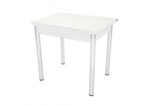 Стол обеденный ЛмС-8м3м1 (пластик 4061 лоза серебро/ ноги Хром/кромка+подстолье серый)