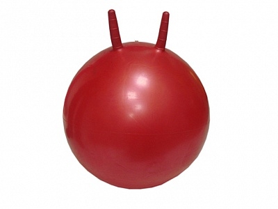 Гимнастический мяч детский с рожками, с насосом, 55см   (красный)