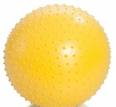 Гимнастический мяч игольчатый, с насосом, 55см     (желтый)