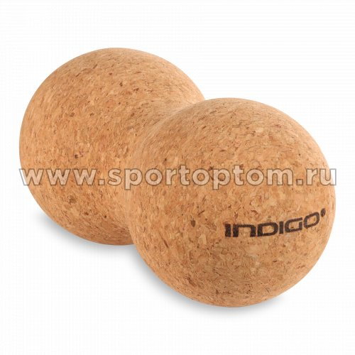 Мячик массажный двойной для йоги INDIGO пробка IN288