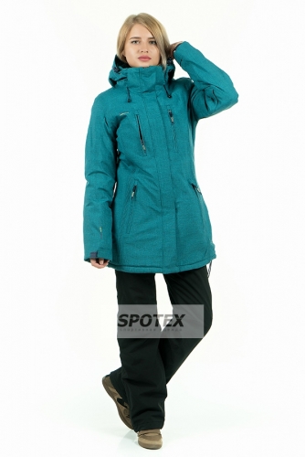 Куртка горнолыжная женская Snow Headquarter удлиненная B-8572 green бирюзовый