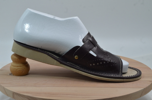 022, Обувь, домашняя, цвет, темно-шоколадный, (Тапочки, кожаные)