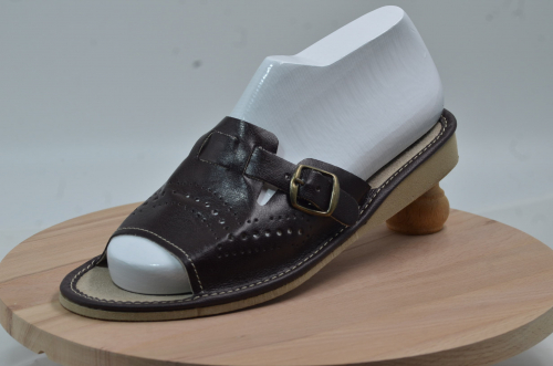 022, Обувь, домашняя, цвет, темно-шоколадный, (Тапочки, кожаные)