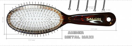 Расчёска Salon Amber Metal MAXI